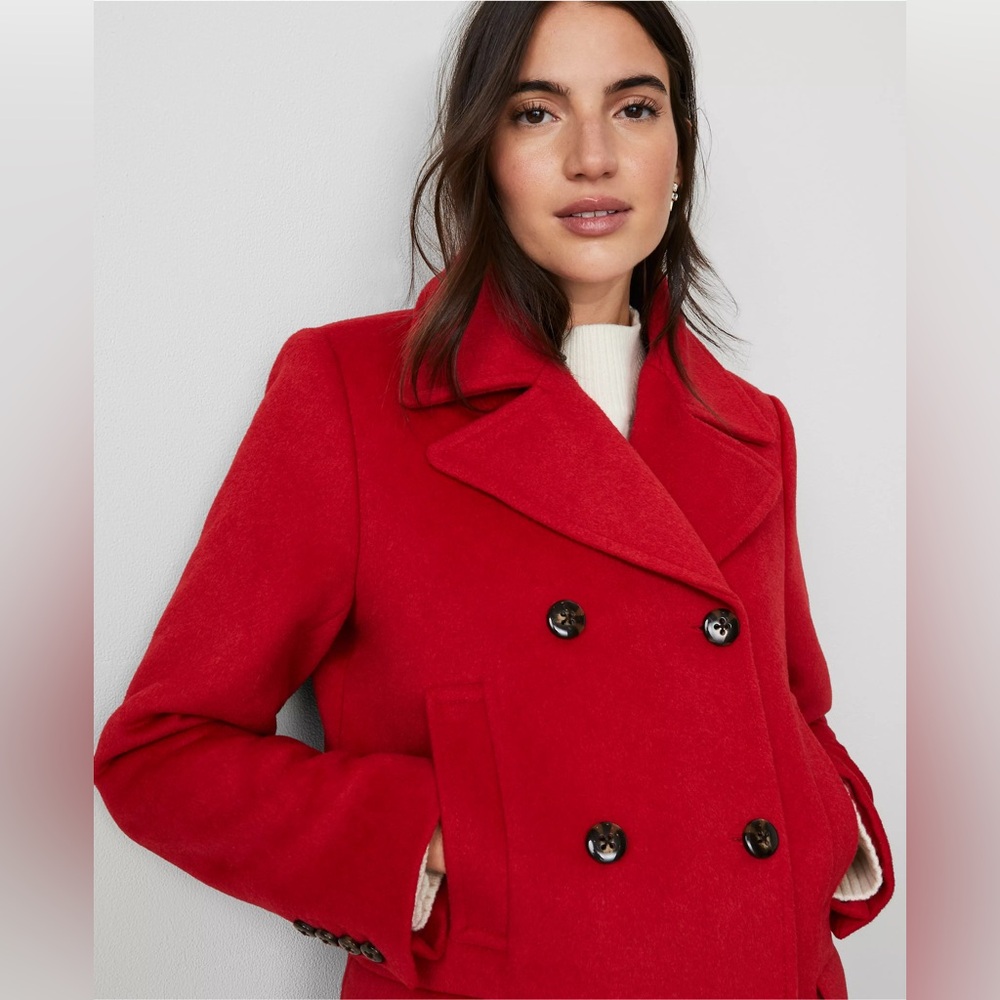 Ann Taylor Wool Blend Long Double breasted Peacoat Coat 829889 - Picture 6 of 12